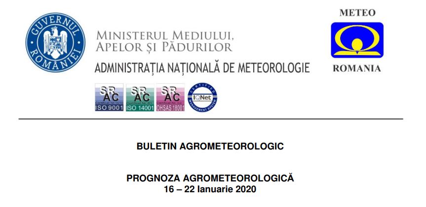 prognoza agrometeorologica ianuarie 2020