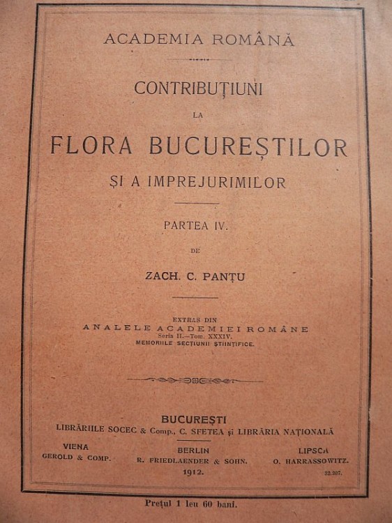 PROIECT - Florile din Bucureşti şi din împrejurimi. Schimbări petrecute în perioada 1912 - 2012.