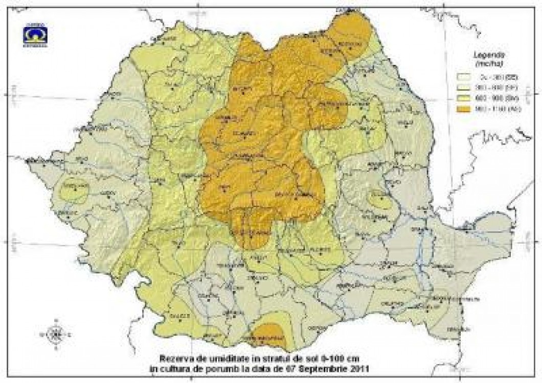 Date si estimari privind seceta, la nivelul intregii tari. Caracteristici agrometeo pentru saptamana 8-14 septembrie 2011