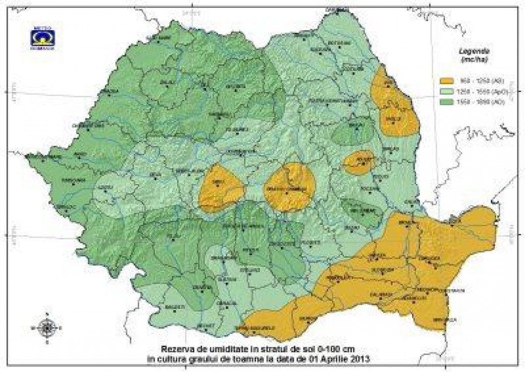 Prognoza agrometeorologica pentru perioada 2-8 aprilie 2013 si estimarea ploilor care vor cadea in prima jumatate a lunii
